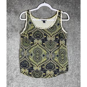 Tommy‎ Hilfiger Tank Top Womens Size Medium Geometric Floral Ruffle Trim